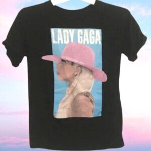 Lady Gaga Rock T shirt Joanne Black Pink Hat Size MED Licensed Band Merchandise